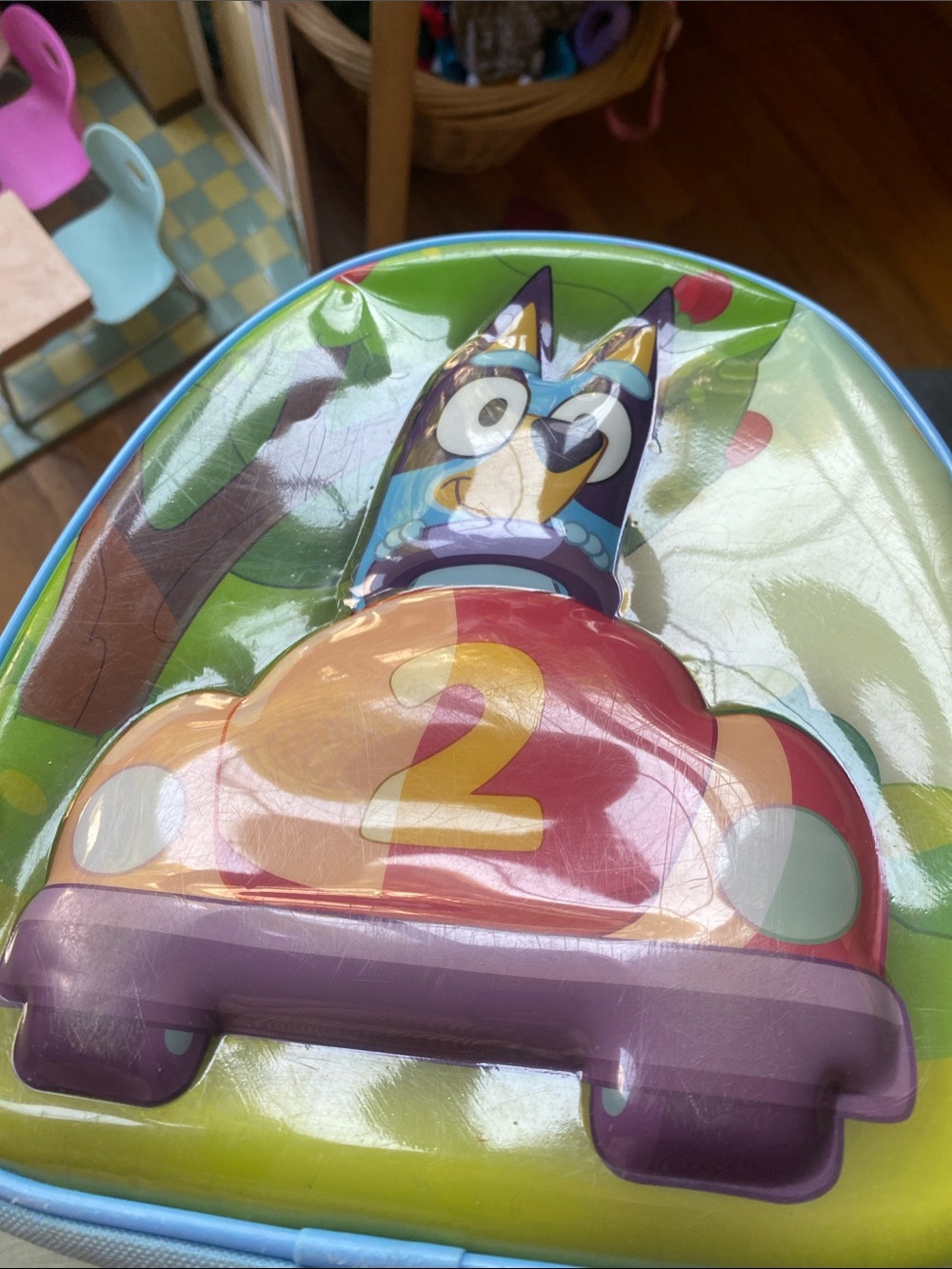 Bluey 3D Car lunch box - Green, Red & Purple